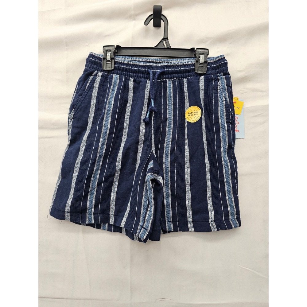 Cat & Jack Boys Striped Pull On Shorts Blue Cotton Linen Casual Size Large